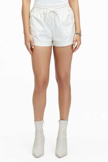 Terra Luna_Ivory 100% Organic Handloom Oxford Cotton Plain Drai Shorts _Online_at_Aza_Fashions