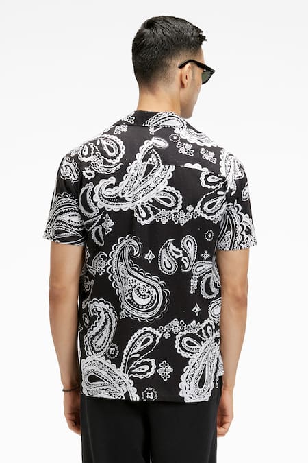 Shop Terra Luna Black Cotton Palawan Paisley Print Shirt at Aza Fashions Shop_Terra Luna_Black Cotton Palawan Paisley Print Shirt _at_Aza_Fashions