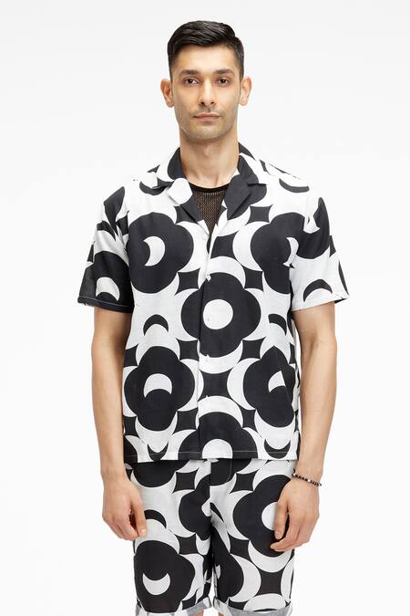 Terra Luna_Black Cotton Palawan Moonglow Print Shirt _Online_at_Aza_Fashions