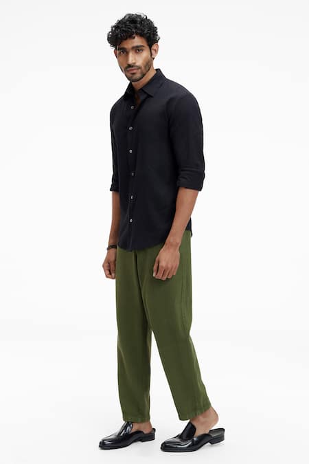 Buy Terra Luna Black Cotton Dante Organic Handloom Shirt Online at Aza Fashions Buy_Terra Luna_Black Cotton Dante Organic Handloom Shirt _Online_at_Aza_Fashions