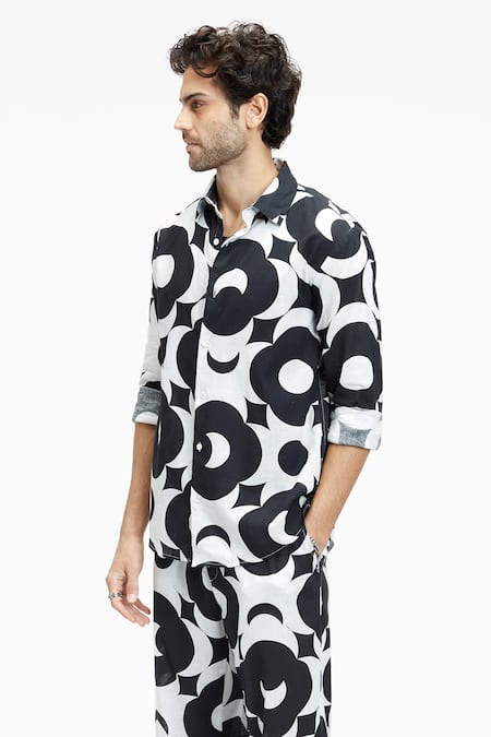 Buy_Terra Luna_Black Cotton Embroidery Dante Moonglow Print Shirt _Online_at_Aza_Fashions