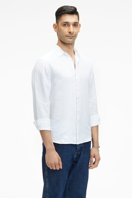 Buy_Terra Luna_White Linen Coda Shirt _Online_at_Aza_Fashions