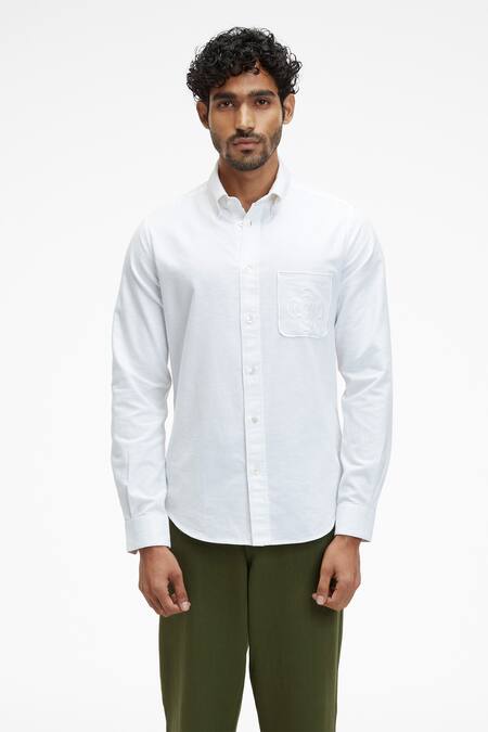 Terra Luna_White Cotton Pacha Organic Handloom Oxford Shirt_Online_at_Aza_Fashions