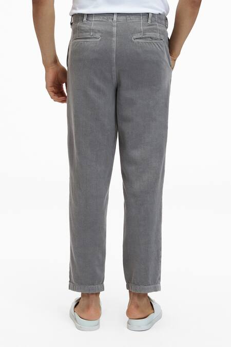Shop Terra Luna Grey 100% Handloom Twill Cotton Plain Argo Straight Pant at Aza Fashions Shop_Terra Luna_Grey 100% Handloom Twill Cotton Plain Argo Straight Pant_at_Aza_Fashions