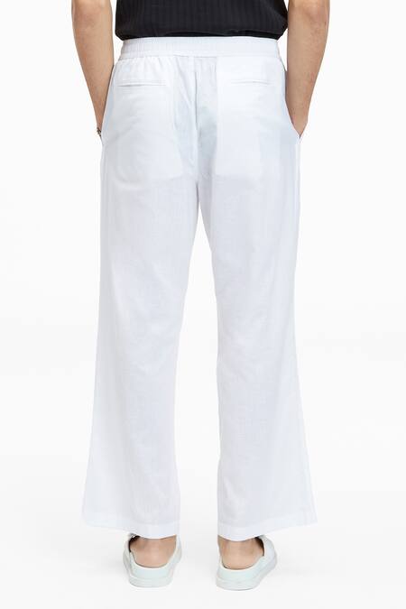 Shop Terra Luna White 100% Organic Handloom Cotton Plain Tao Pant at Aza Fashions Shop_Terra Luna_White 100% Organic Handloom Cotton Plain Tao Pant_at_Aza_Fashions