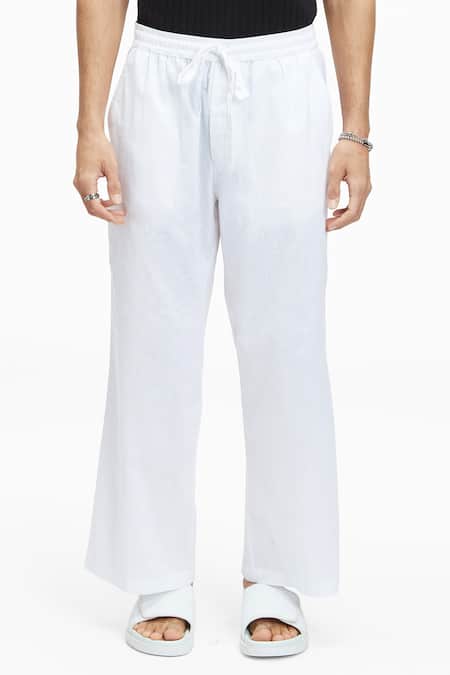 Terra Luna White 100% Organic Handloom Cotton Plain Tao Pant Online at Aza Fashions Terra Luna_White 100% Organic Handloom Cotton Plain Tao Pant_Online_at_Aza_Fashions
