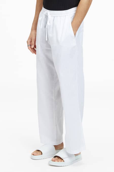 Buy Terra Luna White 100% Organic Handloom Cotton Plain Tao Pant Online at Aza Fashions Buy_Terra Luna_White 100% Organic Handloom Cotton Plain Tao Pant_Online_at_Aza_Fashions