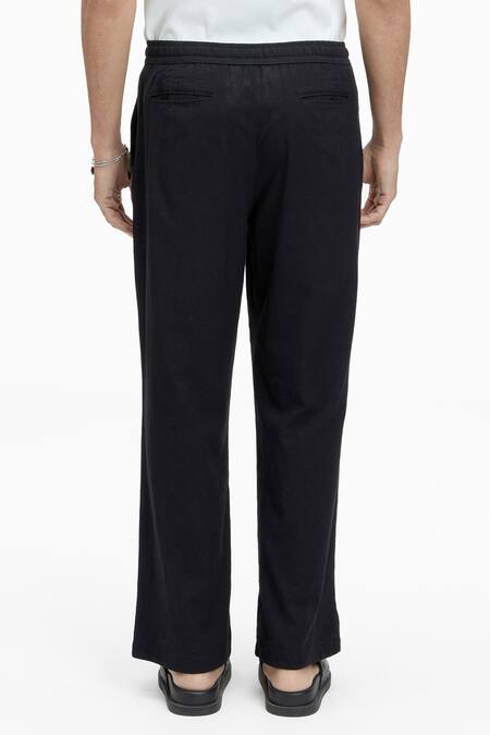 Shop Terra Luna Black 100% Organic Handloom Cotton Plain Tao Pant at Aza Fashions Shop_Terra Luna_Black 100% Organic Handloom Cotton Plain Tao Pant_at_Aza_Fashions