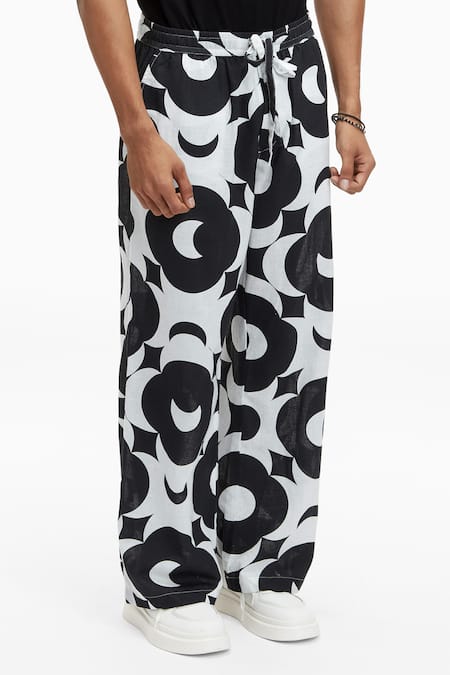 Buy Terra Luna Black Cotton Tao Organic Handloom Moonglow Printed Pant Online at Aza Fashions Buy_Terra Luna_Black Cotton Tao Organic Handloom Moonglow Printed Pant _Online_at_Aza_Fashions