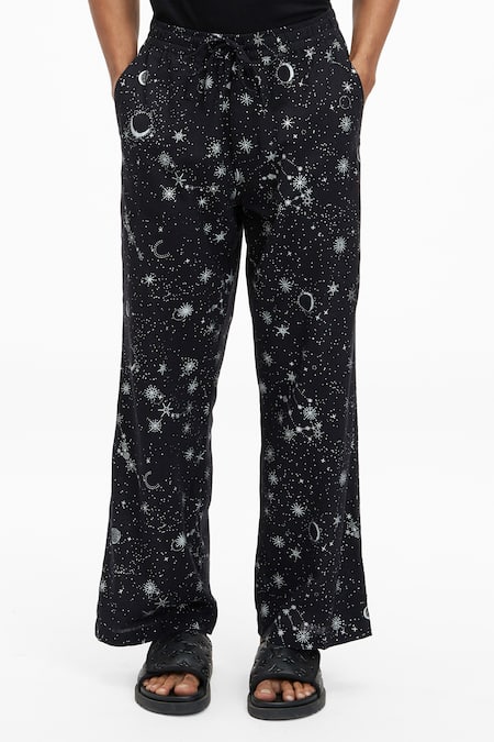 Terra Luna Black Cotton Embroidery Tao Organic Handloom Printed Pant Online at Aza Fashions Terra Luna_Black Cotton Embroidery Tao Organic Handloom Printed Pant _Online_at_Aza_Fashions