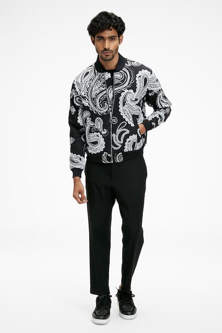 Terra Luna Black Cotton Berghain Printed Organic Handloom Jacket