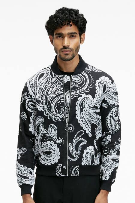 Terra Luna Black Cotton Berghain Printed Organic Handloom Jacket Online at Aza Fashions Terra Luna_Black Cotton Berghain Printed Organic Handloom Jacket _Online_at_Aza_Fashions