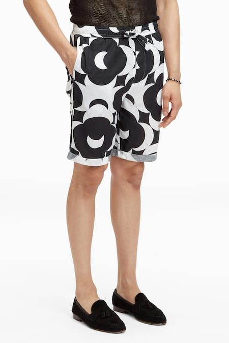 Buy Terra Luna Black Cotton Laroc Organic Handloom Printed Shorts Online at Aza Fashions Buy_Terra Luna_Black Cotton Laroc Organic Handloom Printed Shorts _Online_at_Aza_Fashions