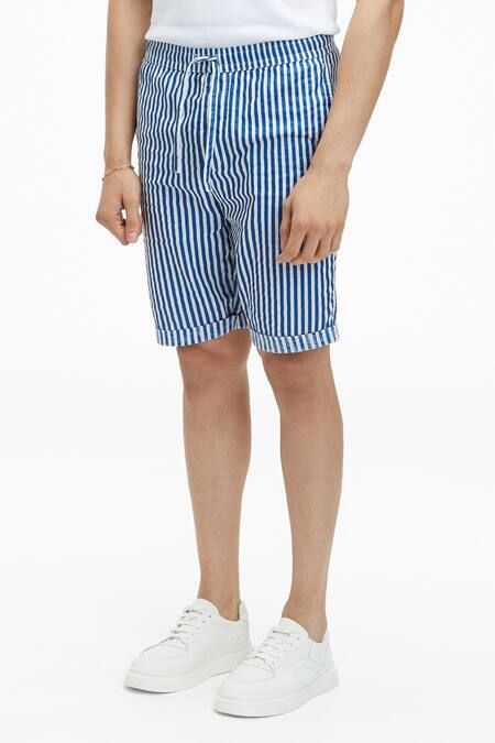 Buy_Terra Luna_White Cotton Laroc Printed Organic Handloom Shorts_Online_at_Aza_Fashions