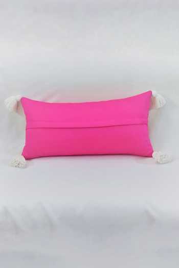 Buy_Throwpillow_Pink Cotton Embroidered Tassel Cushion Cover_Online_at_Aza_Fashions