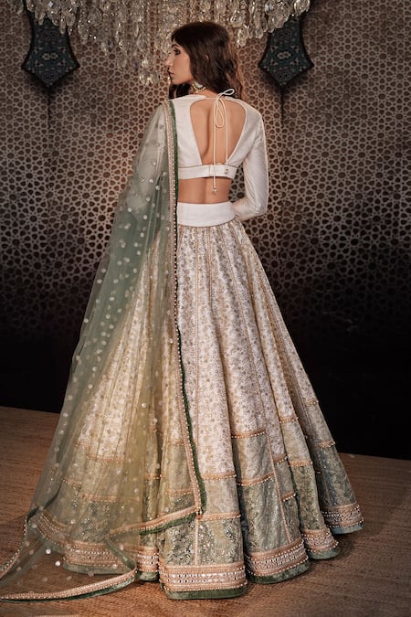 Cedar & Pine Floral Jaal Embroidered Lehenga Set 