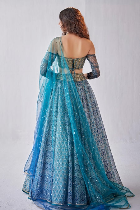 Cedar & Pine Floral Mughal Print Lehenga Set 