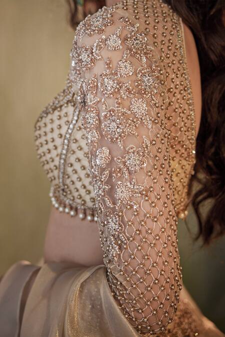 Buy Cedar & Pine Ivory Organza Pearls, Sequins, Embroidery Embellished Sheer Blouse Lehenga Set Online at Aza Fashions Buy_Cedar & Pine_Ivory Organza Pearls, Sequins, Embroidery Embellished Sheer Blouse Lehenga Set _Online_at_Aza_Fashions
