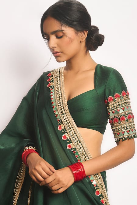 Buy Cedar & Pine Green Silk Sequins, Mirrors, Pearls, Embroidery Prism Work Lehenga Blouse Set Online at Aza Fashions Buy_Cedar & Pine_Green Silk Sequins, Mirrors, Pearls, Embroidery Prism Work Lehenga Blouse Set _Online_at_Aza_Fashions