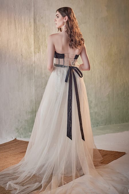 Cedar & Pine Sequin Embellished Strapless Gown 