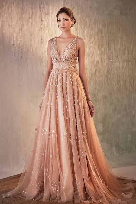 Cedar & Pine Pearl Bloom Embroidered Gown 