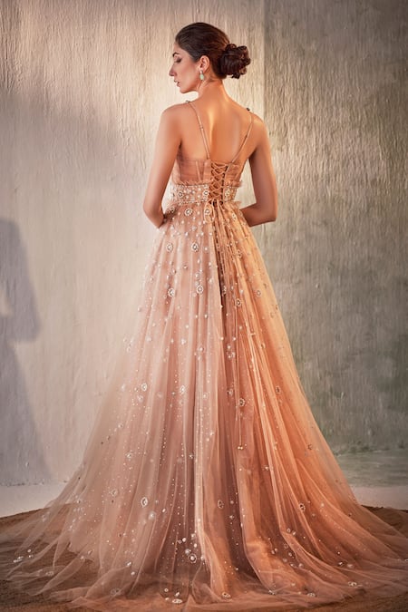 Cedar & Pine Pearl Bloom Embroidered Gown 