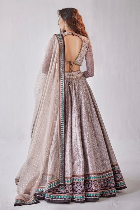 Cedar & Pine Sequin & Badla Embroidered Bridal Lehenga Set 