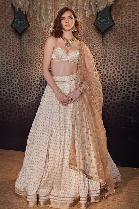 Shop Ivory Color Lucknowi Work Lehenga with Dupatta Online in USA – Pure  Elegance