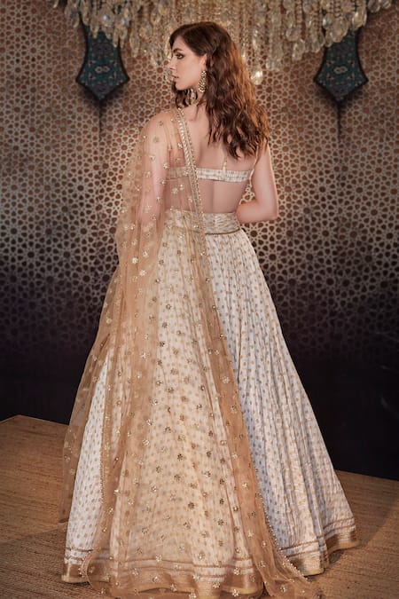 Cedar & Pine Brocade Crinkled Bridal Lehenga Set 