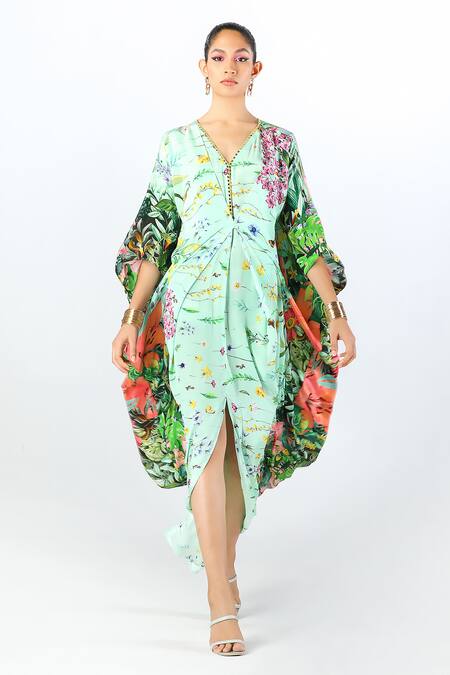 Buy Limerick By Abirr N' Nanki Blue Crepe Embroidery V-neck Arela Floral Pattern Kaftan Online at Aza Fashions Buy_Limerick By Abirr N' Nanki_Blue Crepe Embroidery V-neck Arela Floral Pattern Kaftan _Online_at_Aza_Fashions