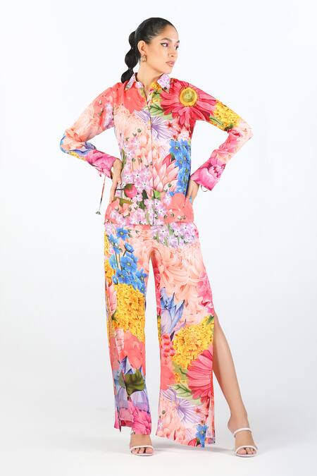 Limerick By Abirr N' Nanki_Multi Color Habutai Silk Floral Esra Pattern Pant  _Online_at_Aza_Fashions