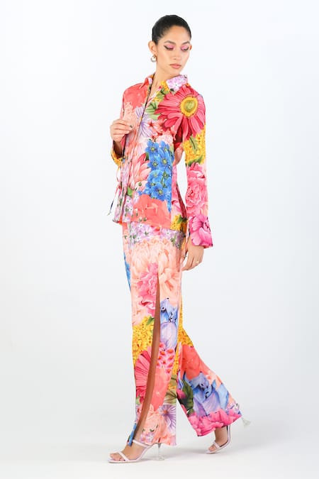 Buy_Limerick By Abirr N' Nanki_Multi Color Habutai Silk Floral Esra Pattern Pant  _Online_at_Aza_Fashions