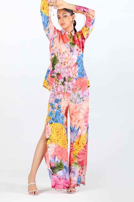 Shop_Limerick By Abirr N' Nanki_Multi Color Habutai Silk Floral Esra Pattern Pant  _Online_at_Aza_Fashions