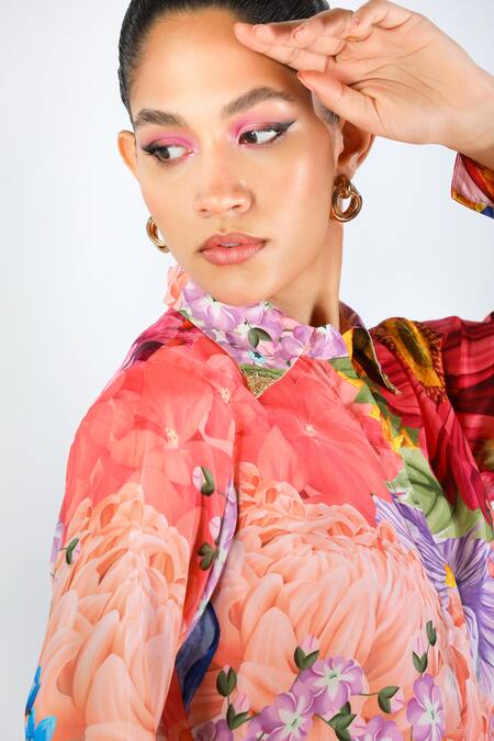 Buy Limerick By Abirr N' Nanki Multi Color Silk Embroidery Esra Floral Bouquet Pattern Shirt Online at Aza Fashions Buy_Limerick By Abirr N' Nanki_Multi Color Silk Embroidery Esra Floral Bouquet Pattern Shirt _Online_at_Aza_Fashions