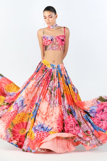 Limerick by Abirr N' Nanki Sonnet Floral Print Lehenga Set 