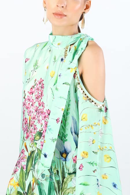 Buy Limerick By Abirr N' Nanki Blue Crepe Beads, Embroidery Open Neck Zade Floral Print Top And Pant Set Online at Aza Fashions Buy_Limerick By Abirr N' Nanki_Blue Crepe Beads, Embroidery Open Neck Zade Floral Print Top And Pant Set _Online_at_Aza_Fashions