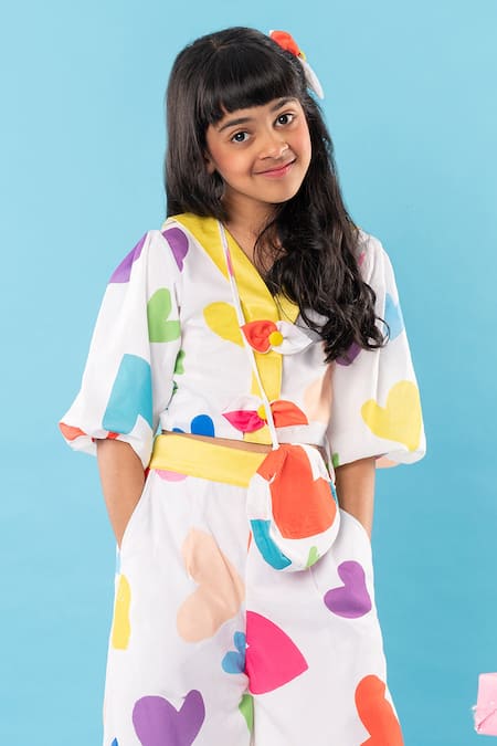 Kirti Agarwal - Pret N Couture White Cotton Heart Print Crop Top And Palazzo Set Online at Aza Fashions Kirti Agarwal - Pret N Couture_White Cotton Heart Print Crop Top And Palazzo Set _Online_at_Aza_Fashions