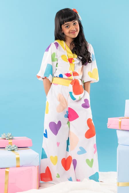 Buy Kirti Agarwal - Pret N Couture White Cotton Heart Print Crop Top And Palazzo Set Online at Aza Fashions Buy_Kirti Agarwal - Pret N Couture_White Cotton Heart Print Crop Top And Palazzo Set _Online_at_Aza_Fashions