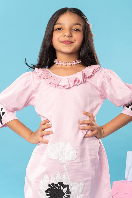 Kirti Agarwal - Pret N Couture Pink Cotton, Silk Embroidery Blossom Dress Online at Aza Fashions Kirti Agarwal - Pret N Couture_Pink Cotton, Silk Embroidery Blossom Dress _Online_at_Aza_Fashions