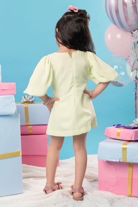 Shop Kirti Agarwal - Pret N Couture Green Georgette, Cotton Embroidery Floral Dress at Aza Fashions Shop_Kirti Agarwal - Pret N Couture_Green Georgette, Cotton Embroidery Floral Dress _at_Aza_Fashions