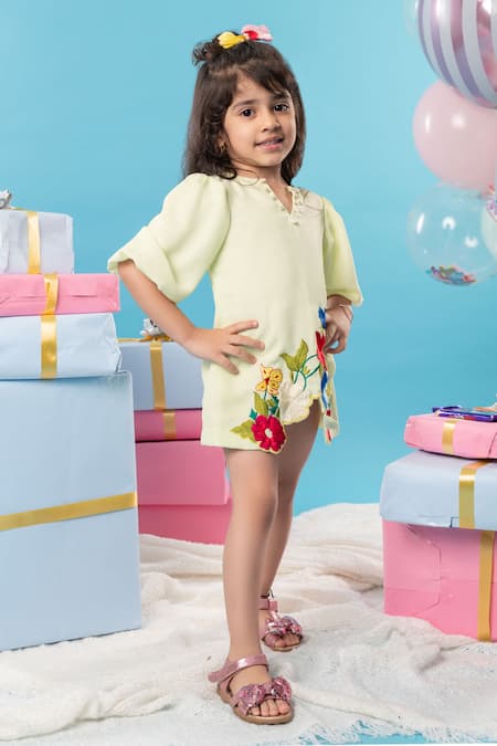 Buy Kirti Agarwal - Pret N Couture Green Georgette, Cotton Embroidery Floral Dress Online at Aza Fashions Buy_Kirti Agarwal - Pret N Couture_Green Georgette, Cotton Embroidery Floral Dress _Online_at_Aza_Fashions