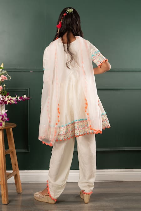 Kirti Agarwal - Pret N Couture Mirror Work Embroidered Kurta Dhoti Pant Set 