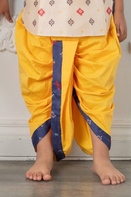 Kirti Agarwal - Pret N Couture Off White Chanderi Silk, Satin, Block Print Kurta With Dhoti Pant Online at Aza Fashions Kirti Agarwal - Pret N Couture_Off White Chanderi Silk, Satin, Block Print Kurta With Dhoti Pant _Online_at_Aza_Fashions