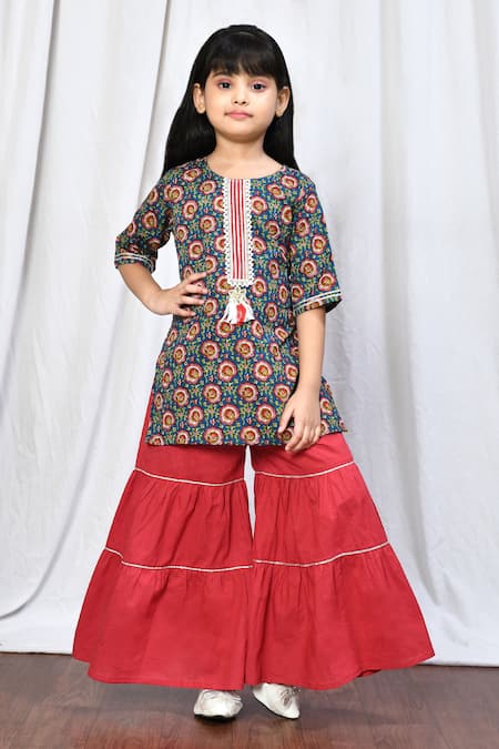 Samyukta Singhania Printed Cotton Short Kurta & Sharara Set 