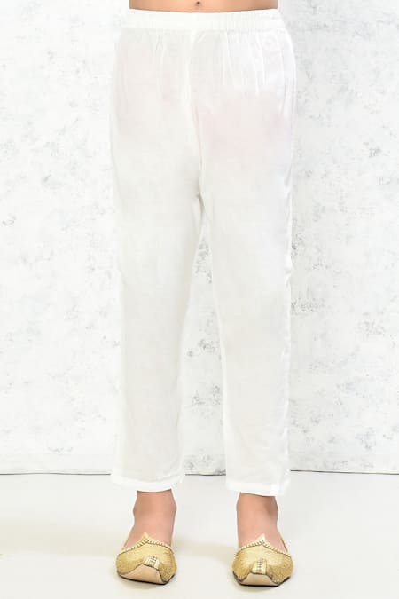 Buy_Petite Pomme_Pink Cotton Embroidery Floral Print Kurta And Pant Set _Online_at_Aza_Fashions