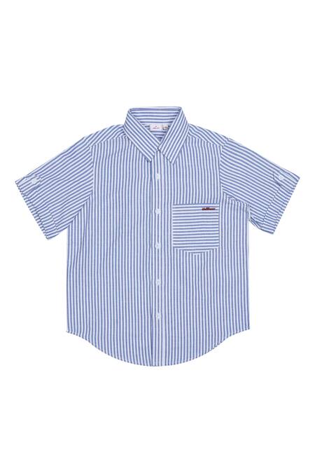 Stella Rossa By Les Petits Blue Cotton Nautical Shirt And Shorts Set Online at Aza Fashions Stella Rossa By Les Petits_Blue Cotton Nautical Shirt And Shorts Set_Online_at_Aza_Fashions