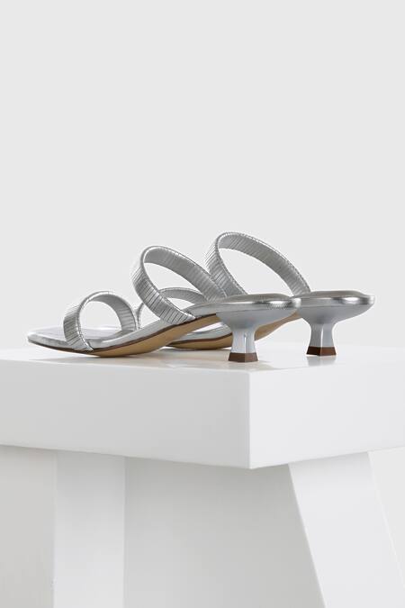 Shop_Oroh_Silver Square Front Textured Sandals_Online_at_Aza_Fashions