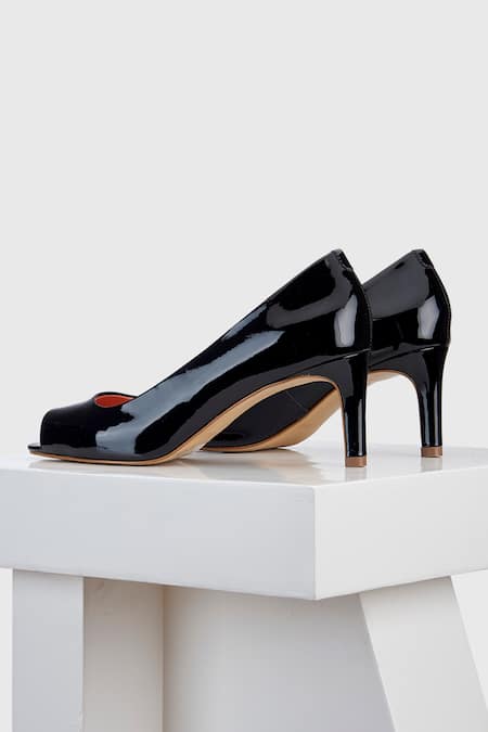 Oroh Black Embroidery Genuine Leather Peep Toe Heels at Aza Fashions Oroh_Black Embroidery Genuine Leather Peep Toe Heels _at_Aza_Fashions