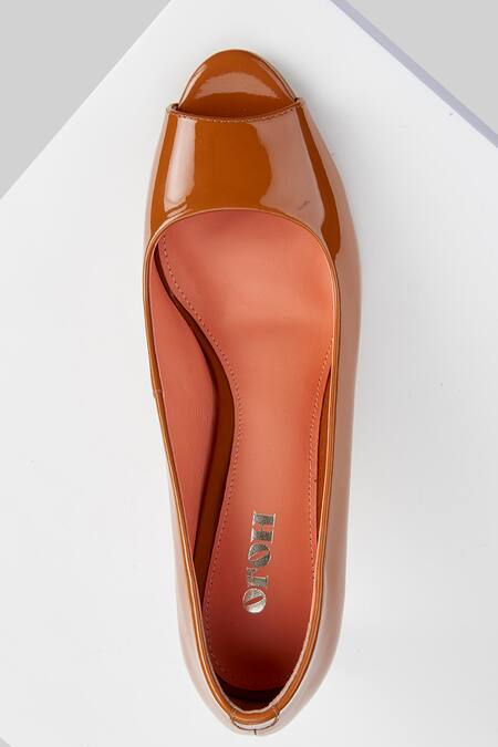 Oroh_Brown Embroidery Cartagena Leather Peep Toe Heels_at_Aza_Fashions