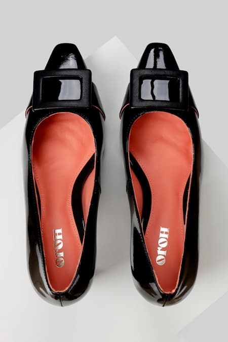 Shop Oroh Black Buckles Square Toed Pump Heels at Aza Fashions Shop_Oroh_Black Buckles Square Toed Pump Heels _at_Aza_Fashions